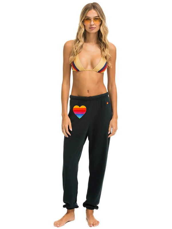 Rainbow Heart Stitch Sweatpant - Charcoal-AVIATOR NATION-Over the Rainbow