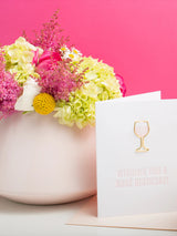 Wishing You a Rosé Birthday - Paper Clip Card-CHEZ GAGNE LETTERPRESS-Over the Rainbow