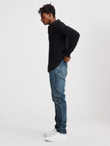 Long Sleeve Classic Henley Top - Jet Black-RAG + BONE-Over the Rainbow