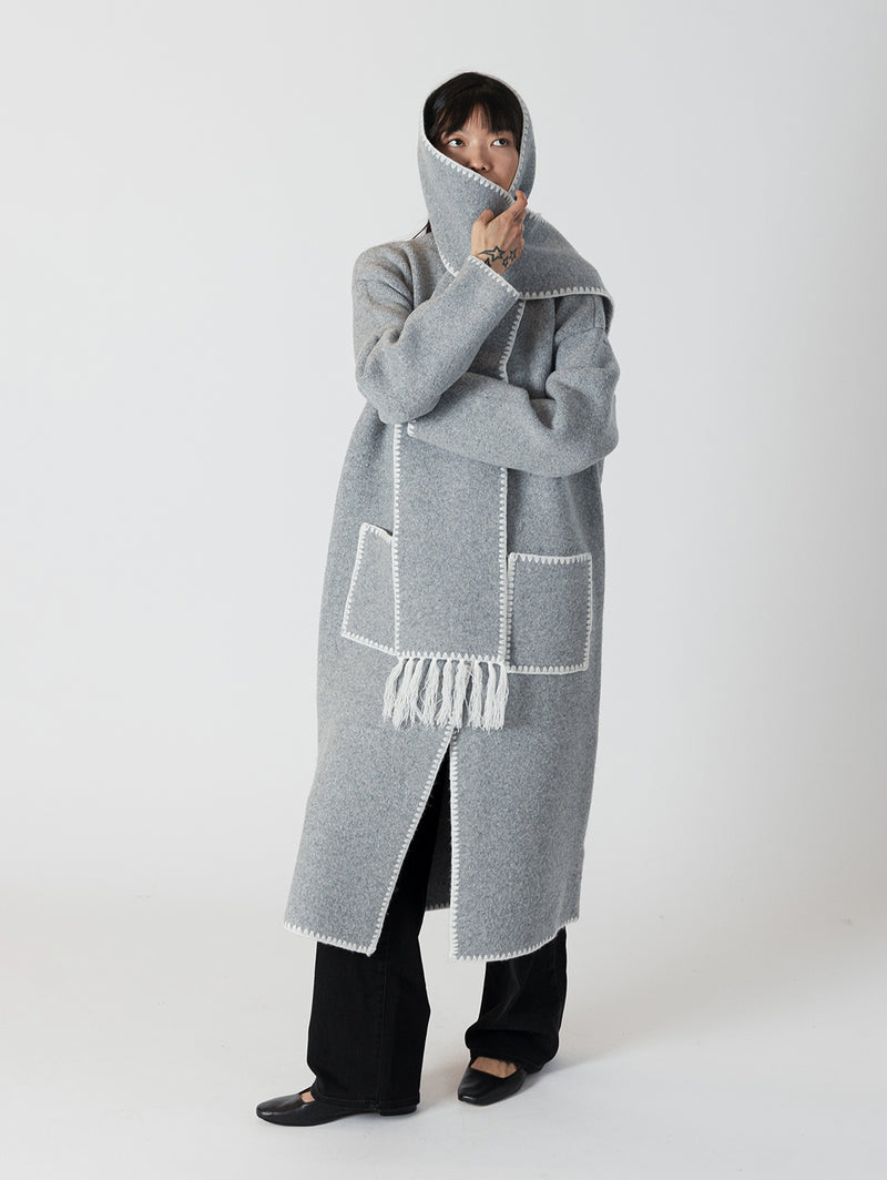 Delaney Whip Stitch Coat - Long Medium Grey-LYLA+LUXE-Over the Rainbow