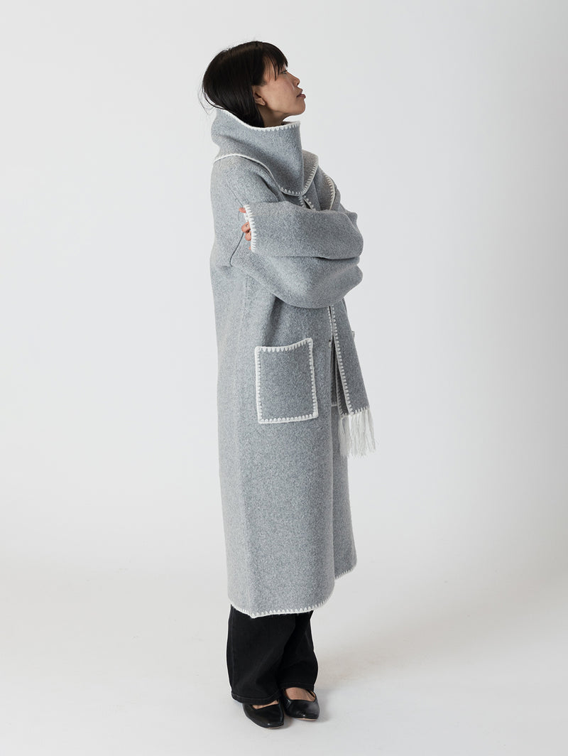 Delaney Whip Stitch Coat - Long Medium Grey-LYLA+LUXE-Over the Rainbow