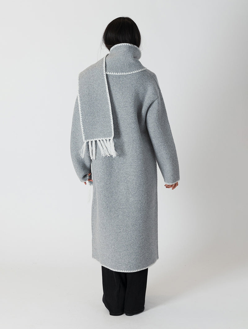 Delaney Whip Stitch Coat - Long Medium Grey-LYLA+LUXE-Over the Rainbow