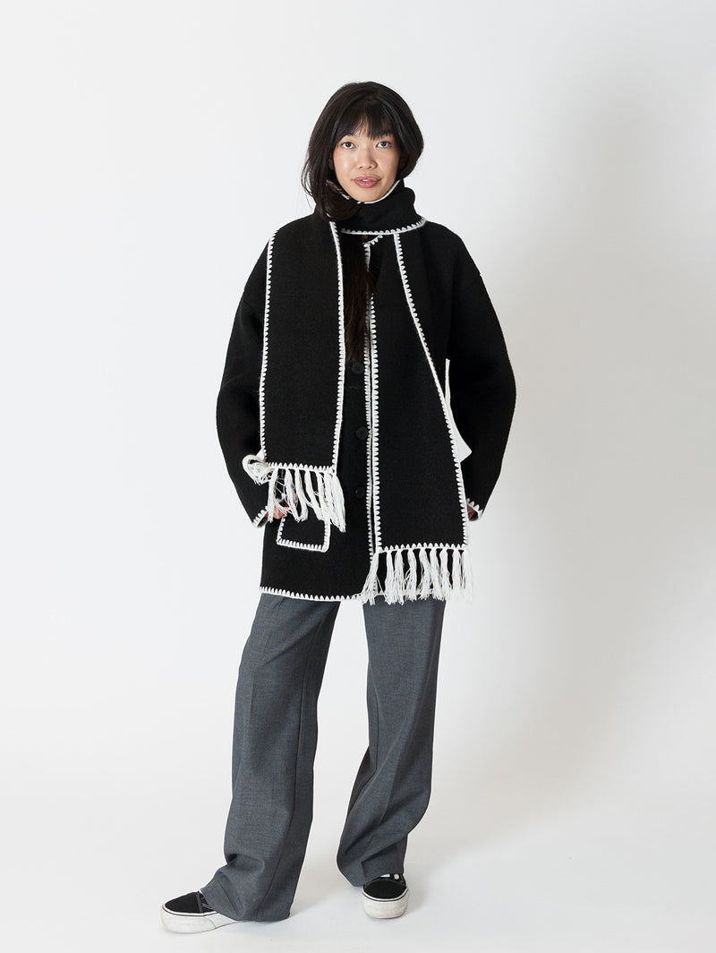 Delaney Whip Stitch Coat - Short Black-LYLA+LUXE-Over the Rainbow