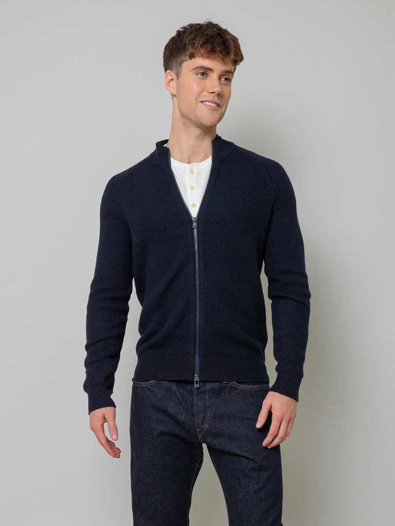 Full Zip Mock Sweater - Mammoth Melange-Patrick Assaraf-Over the Rainbow