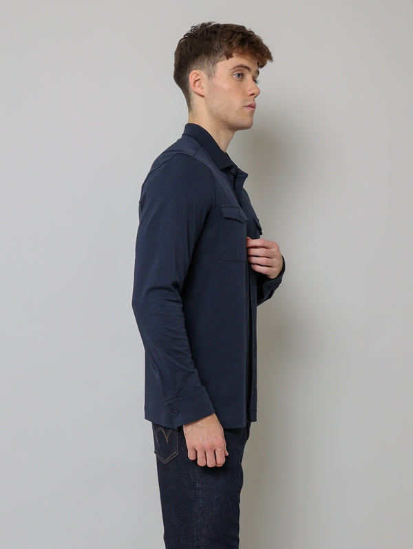 Pima Cotton Stretch Overshirt - Midnight-Patrick Assaraf-Over the Rainbow