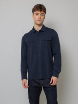 Pima Cotton Stretch Overshirt - Midnight-Patrick Assaraf-Over the Rainbow