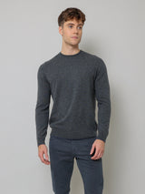 Cashmere Crew Neck Sweater - Derby Grey Melange-Patrick Assaraf-Over the Rainbow