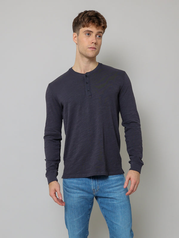 Gabe Slub Henley - Ink-Velvet-Over the Rainbow