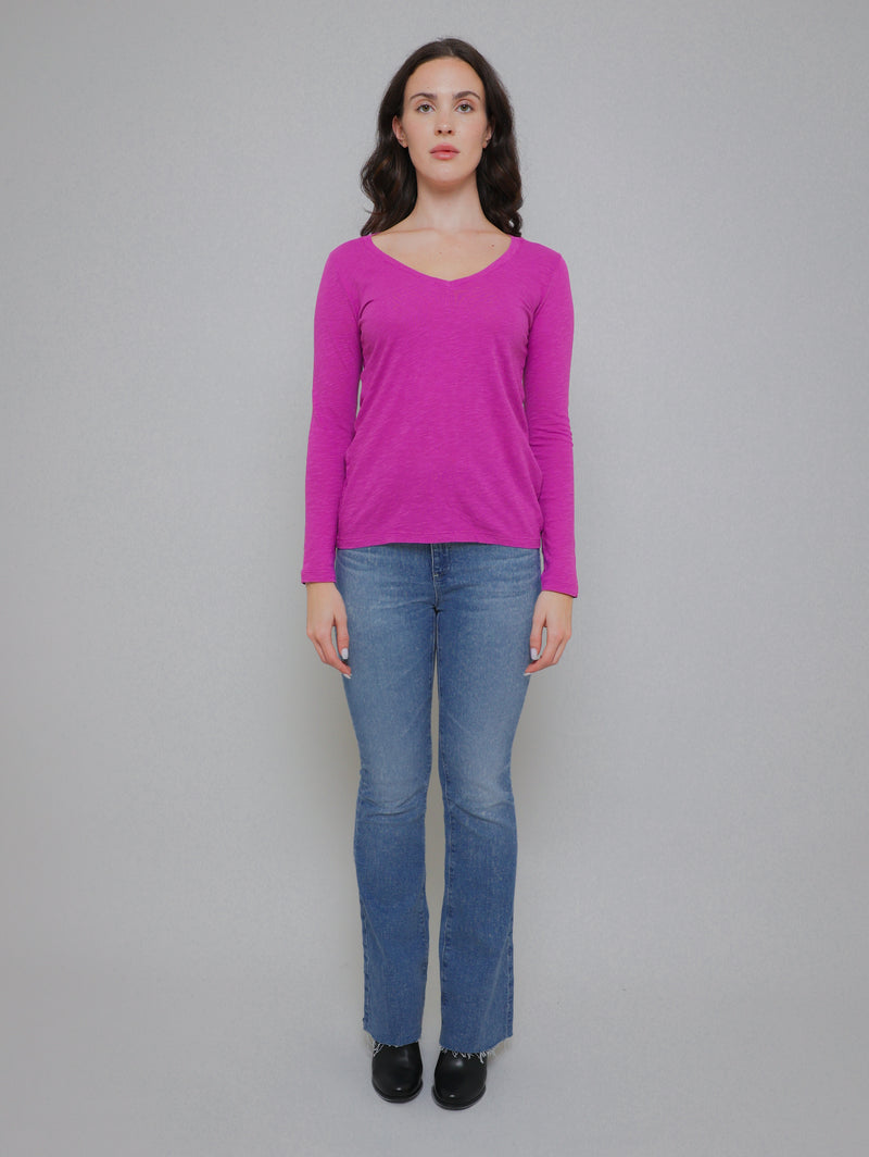 Blaire V-Neck Long Sleeve Tee - Tuscany-Velvet-Over the Rainbow