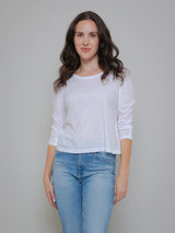 Wilda Slub Mutton Sleeve Top - White-Velvet-Over the Rainbow