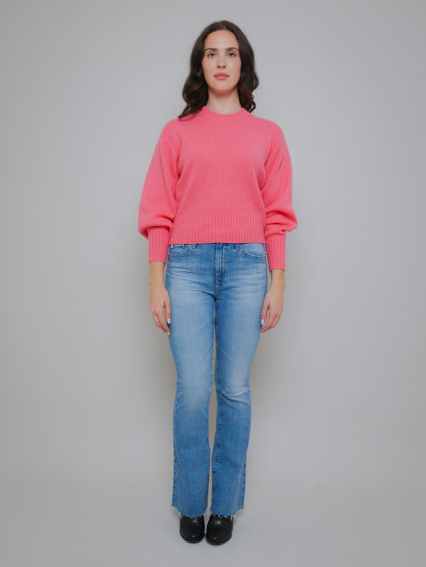 Cashmere Blouson Crew Sweater - Bright Tulip-WHITE + WARREN-Over the Rainbow