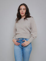 Cashmere Blouson Crew Sweater - Sandwisp Heather-WHITE + WARREN-Over the Rainbow