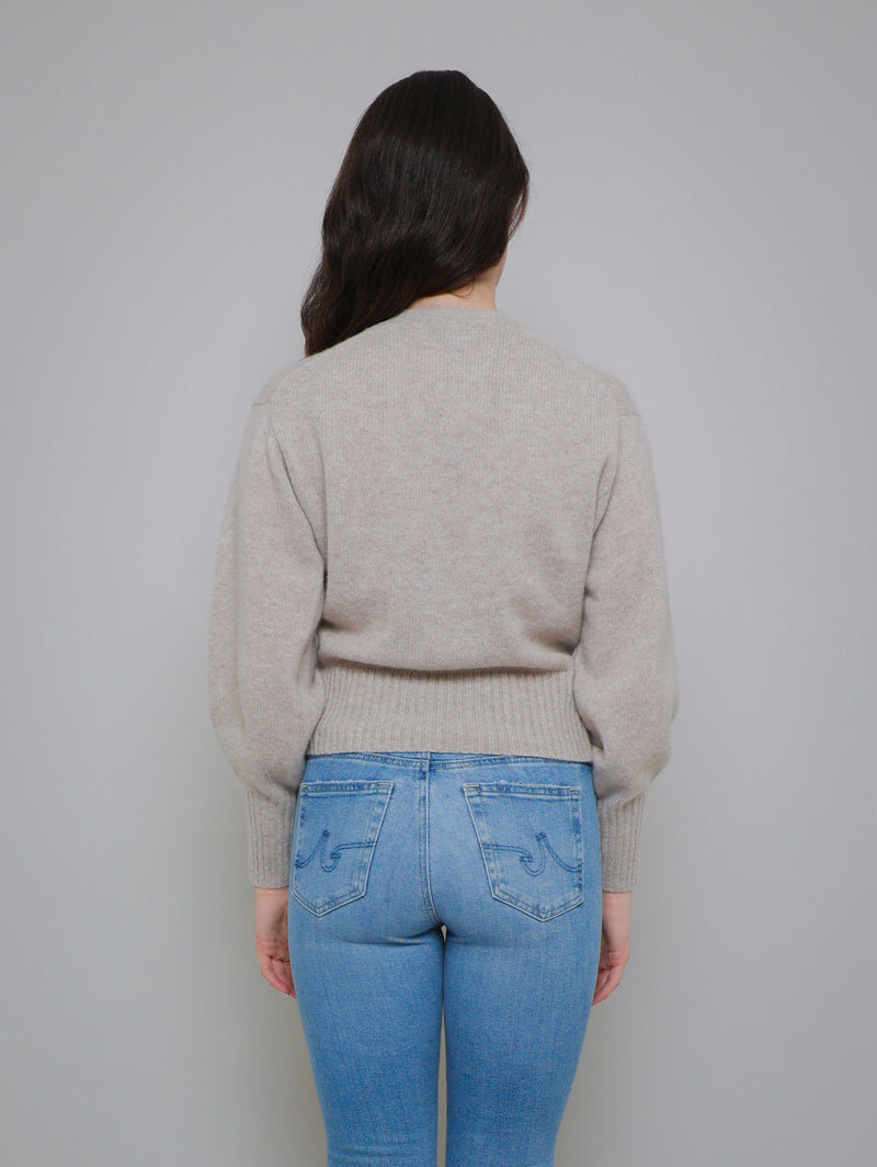 Cashmere Blouson Crew Sweater - Sandwisp Heather-WHITE + WARREN-Over the Rainbow