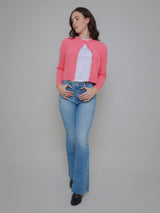 Essential Cashmere Crewneck Cardigan - Bright Tulip-WHITE + WARREN-Over the Rainbow