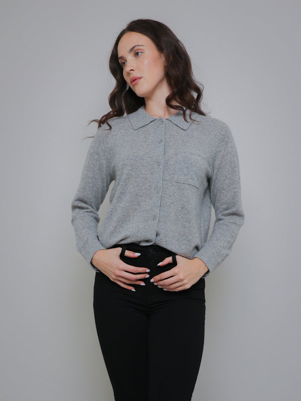 Cashmere Shirt - Grey Heather-WHITE + WARREN-Over the Rainbow