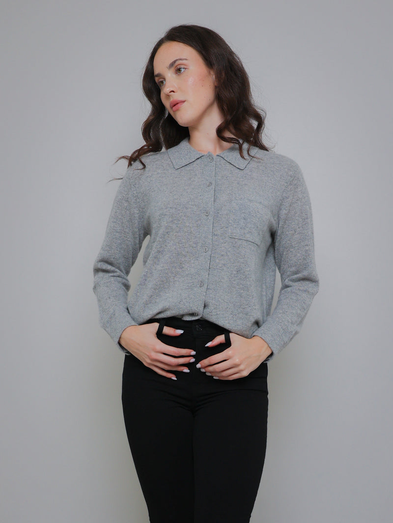 Cashmere Shirt - Grey Heather-WHITE + WARREN-Over the Rainbow