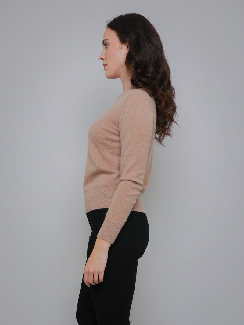 Essential Cashmere Crewneck Sweater - True Camel-WHITE + WARREN-Over the Rainbow