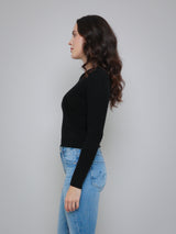 Raw Edge Sweater - Black-AUTUMN CASHMERE-Over the Rainbow