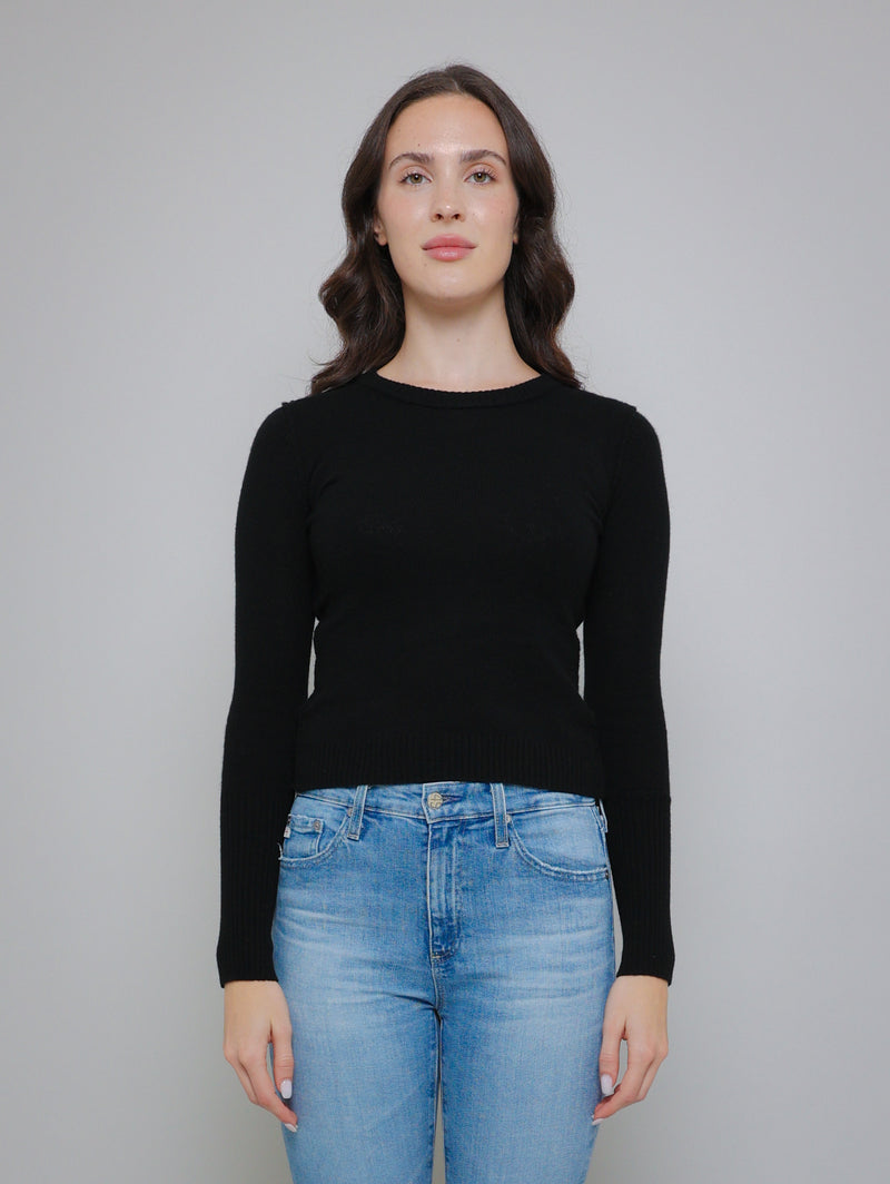 Raw Edge Sweater - Black-AUTUMN CASHMERE-Over the Rainbow