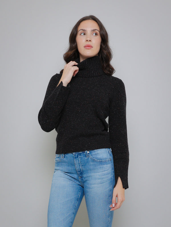 Split Sleeve Sweater with Detachable Snood - Pumpernickle-AUTUMN CASHMERE-Over the Rainbow