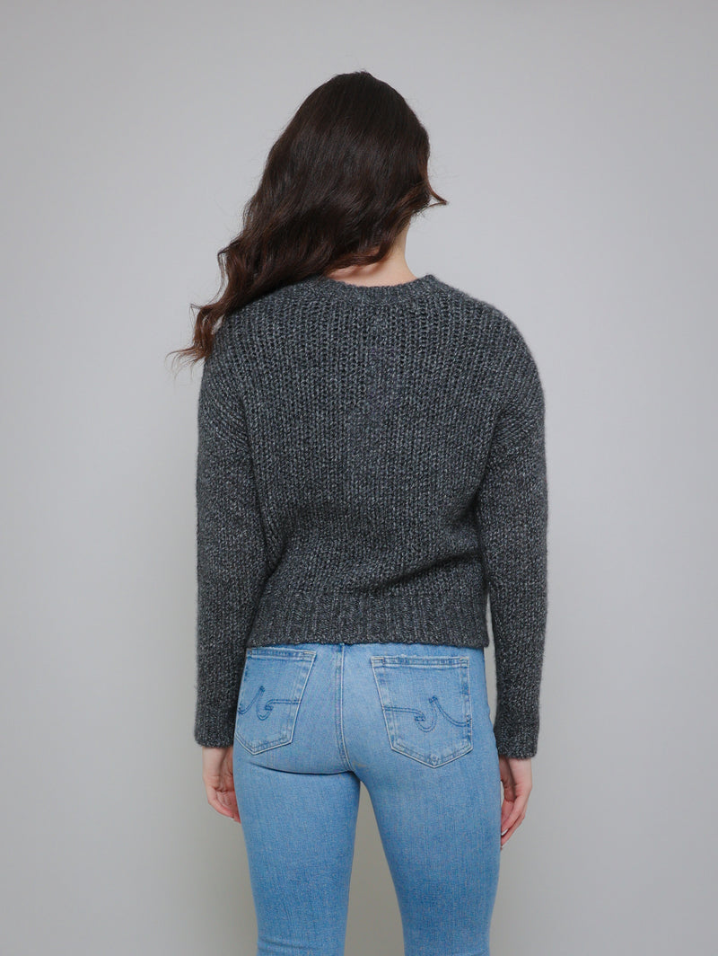 Open Gauge Crew Sweater - Graphite-AUTUMN CASHMERE-Over the Rainbow