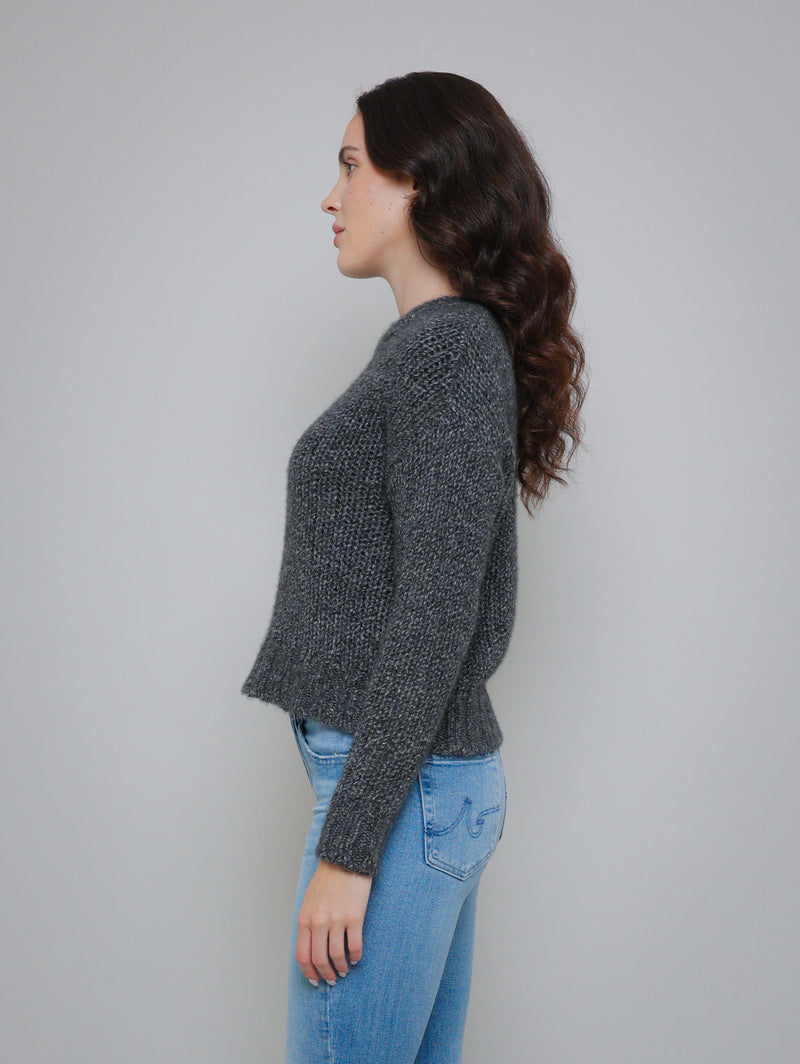 Open Gauge Crew Sweater - Graphite-AUTUMN CASHMERE-Over the Rainbow