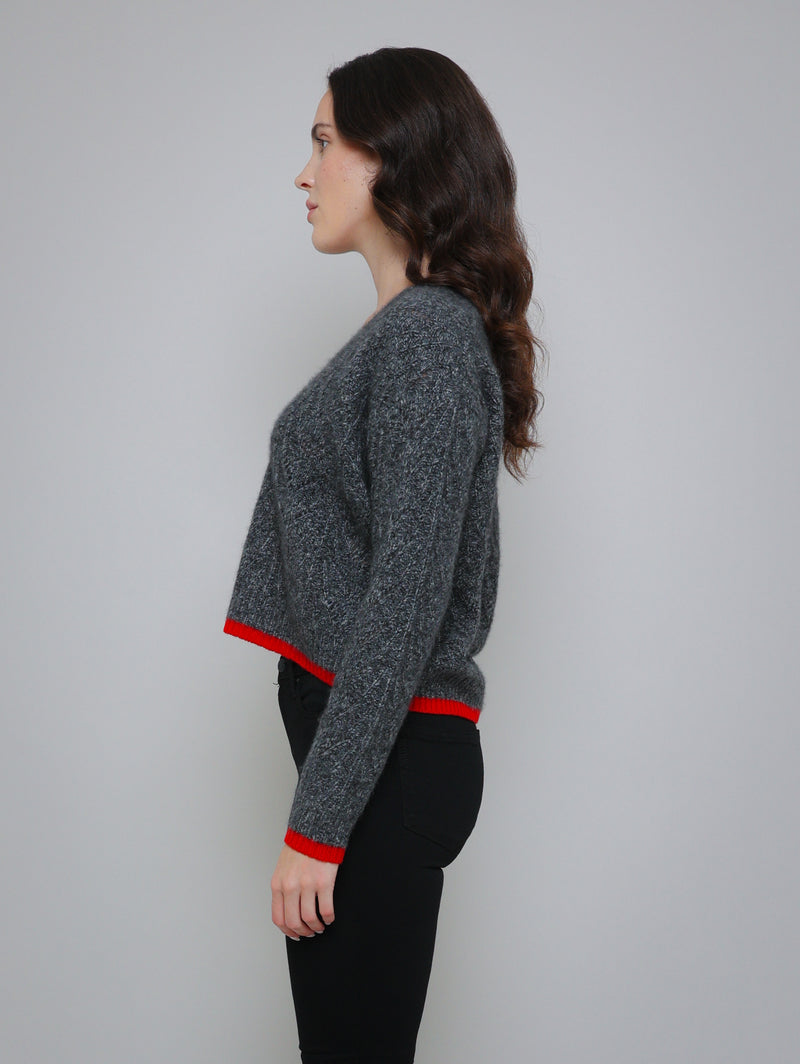 Boxy Shell Stitch Sweater - Graphite-AUTUMN CASHMERE-Over the Rainbow