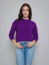 Puff Stitch Crew Sweater - Purple-AUTUMN CASHMERE-Over the Rainbow