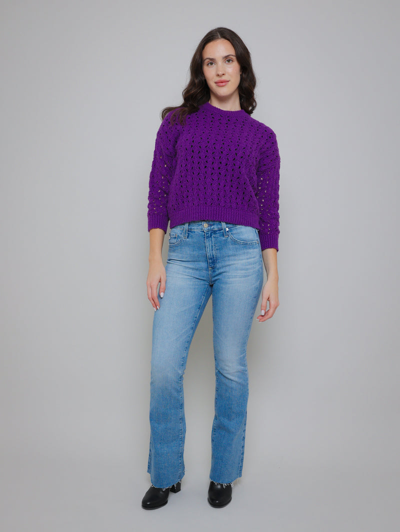 Puff Stitch Crew Sweater - Purple-AUTUMN CASHMERE-Over the Rainbow