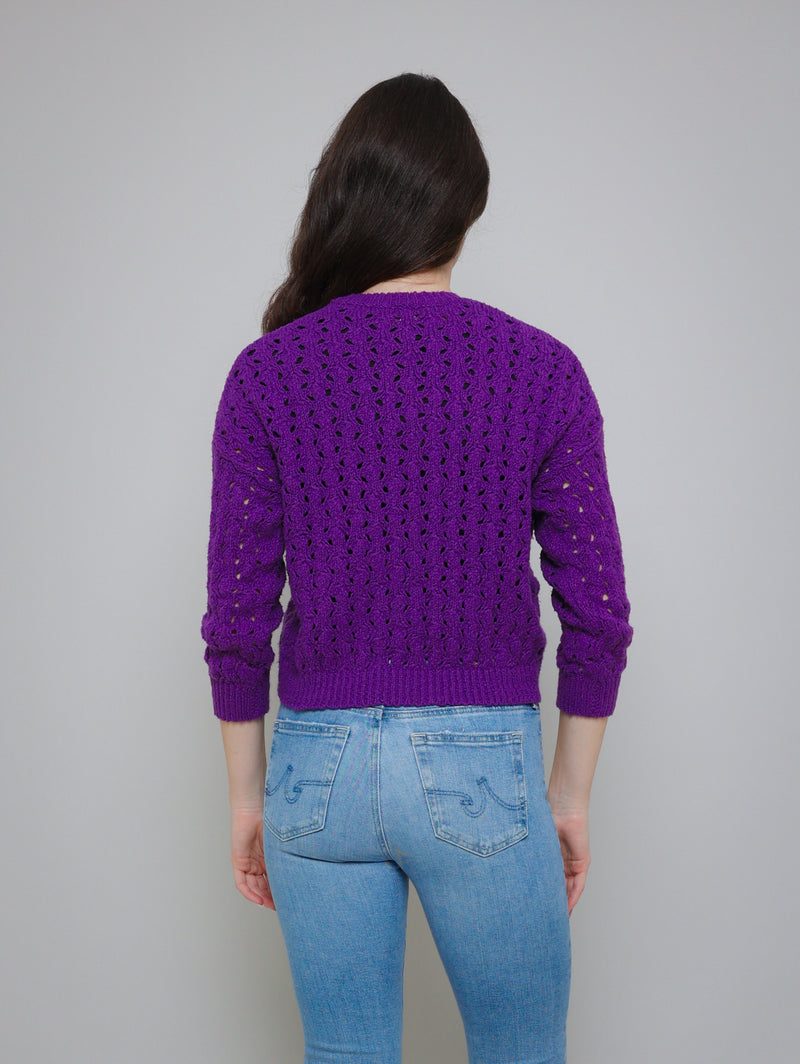 Puff Stitch Crew Sweater - Purple-AUTUMN CASHMERE-Over the Rainbow