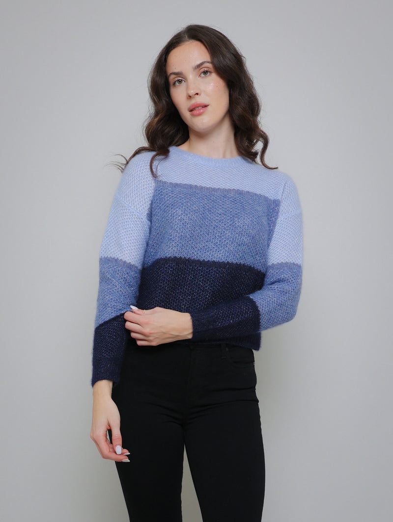 Color Block Honeycomb Crew - Blues Combo-AUTUMN CASHMERE-Over the Rainbow