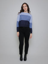 Color Block Honeycomb Crew - Blues Combo-AUTUMN CASHMERE-Over the Rainbow