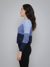 Color Block Honeycomb Crew - Blues Combo-AUTUMN CASHMERE-Over the Rainbow