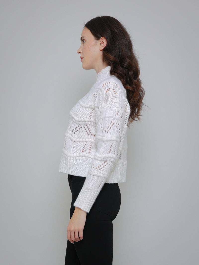 Chunky Wavy Pointelle Sweater - Chalk-AUTUMN CASHMERE-Over the Rainbow