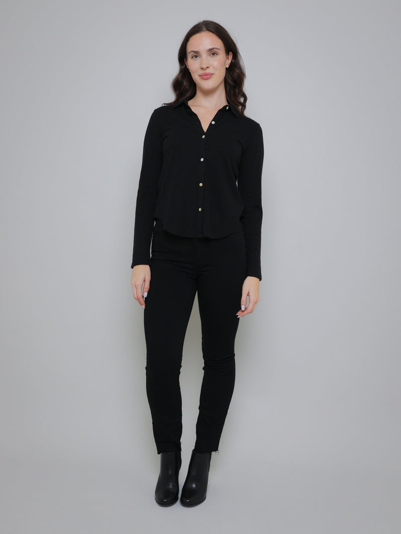 Knit Shirt - Black-Bella Dahl-Over the Rainbow