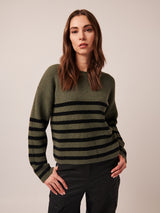 Floralie Stripe Sweater - Sage Twist-LINE-Over the Rainbow