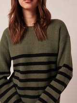 Floralie Stripe Sweater - Sage Twist-LINE-Over the Rainbow