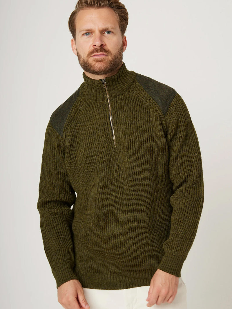 Foxton Zip Neck Sweater - Olive-PEREGRINE-Over the Rainbow