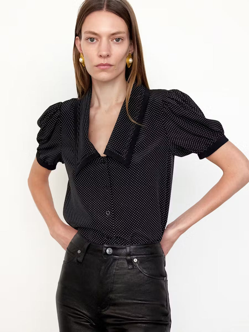 The Polka Dot Sailor Blouse - Black Multi-FRAME-Over the Rainbow