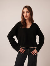 Gaia V Neck Sweater - Noir Night-LINE-Over the Rainbow