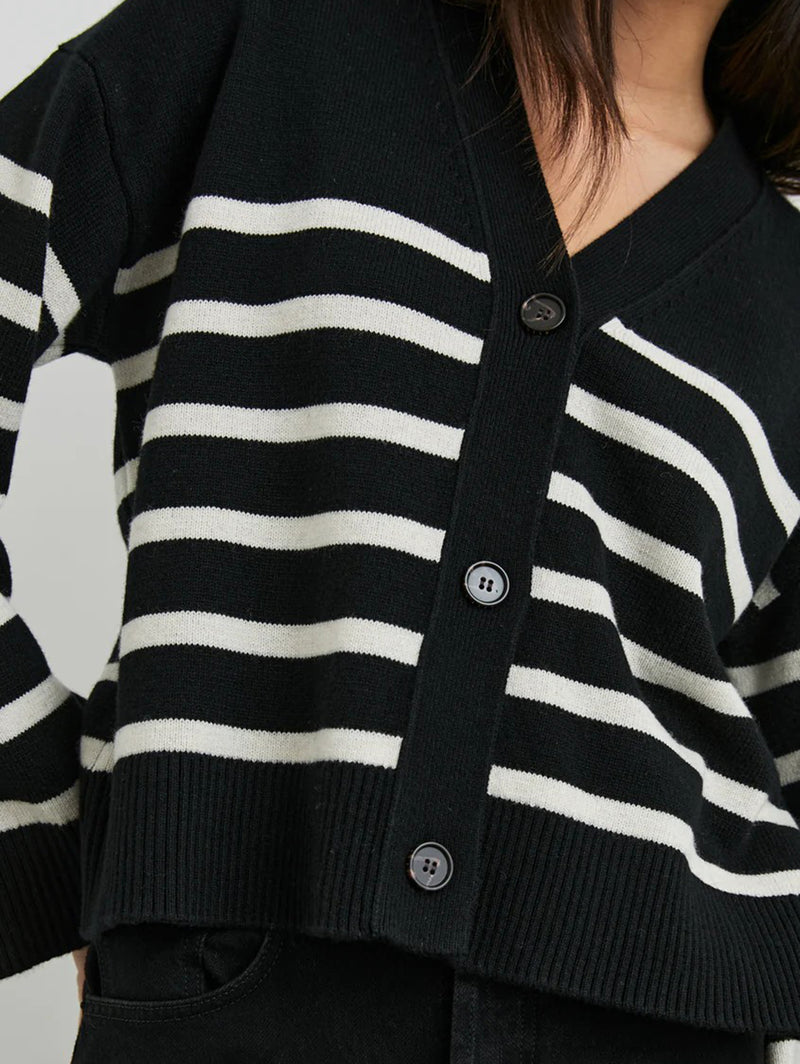 Geneva Cardigan - Black Oat Stripe-Rails-Over the Rainbow