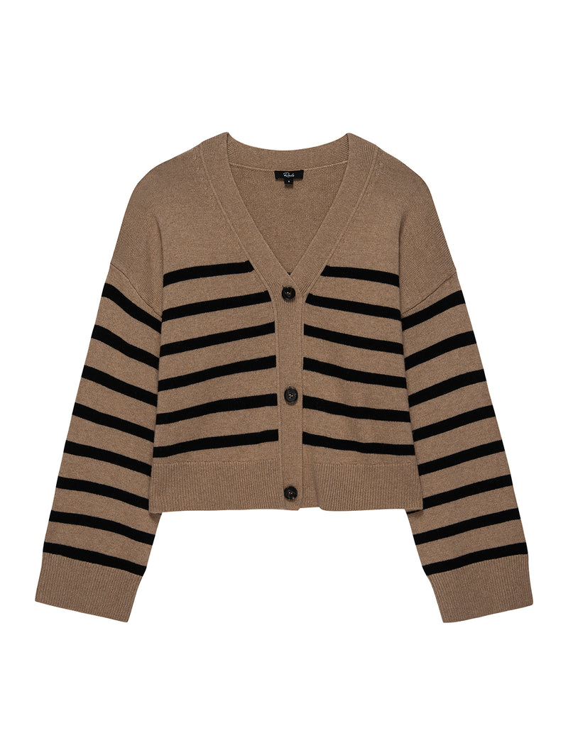 Geneva Cardigan - Camel Black Stripe-Rails-Over the Rainbow