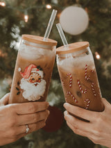 Vintage Santa Can Glass With Glass Straw + Lid-SWEET WATER DECOR-Over the Rainbow