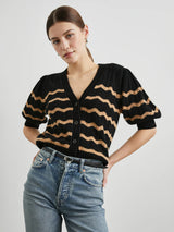 Isla Cardigan - Black Camel Stripe-Rails-Over the Rainbow