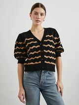 Isla Cardigan - Black Camel Stripe-Rails-Over the Rainbow