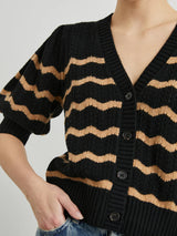 Isla Cardigan - Black Camel Stripe-Rails-Over the Rainbow