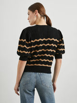 Isla Cardigan - Black Camel Stripe-Rails-Over the Rainbow