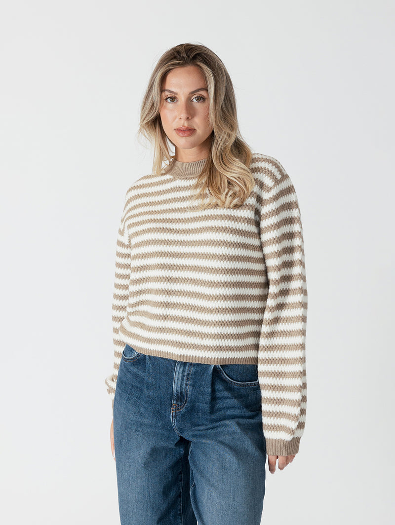 Kitten Sweater - Caramel White Stripe-LYLA+LUXE-Over the Rainbow