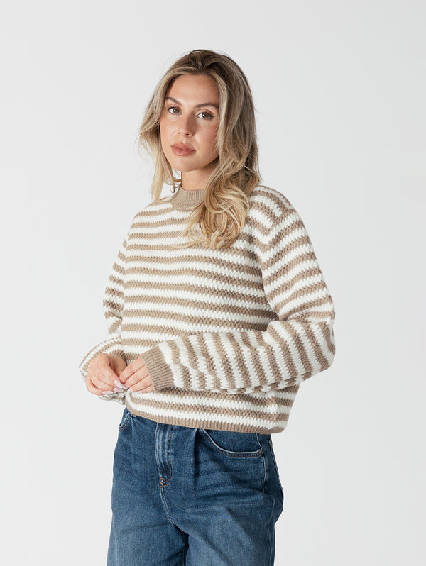 Kitten Sweater - Caramel White Stripe-LYLA+LUXE-Over the Rainbow