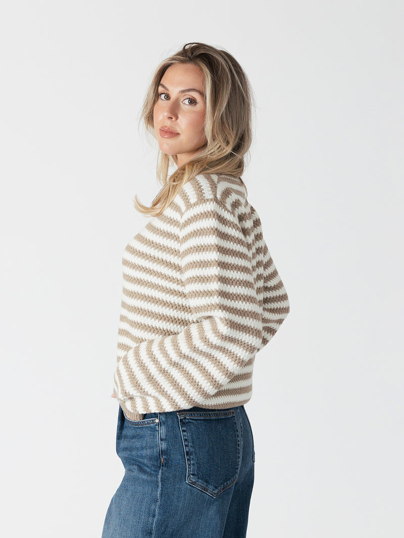 Kitten Sweater - Caramel White Stripe-LYLA+LUXE-Over the Rainbow